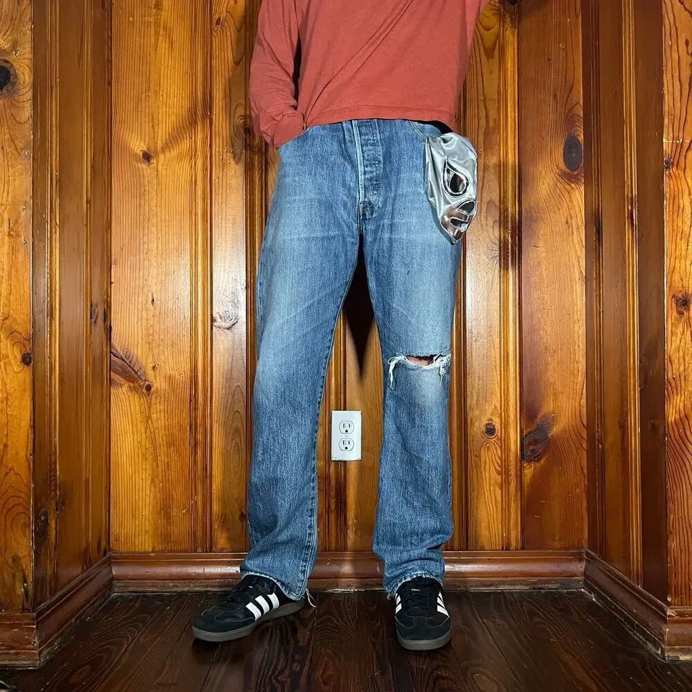 Levi's 501 36x32 Y2K Distressed Jeans Blue Regular